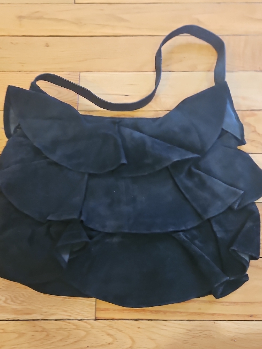 Black Ruffle Shoulder Bag - Women